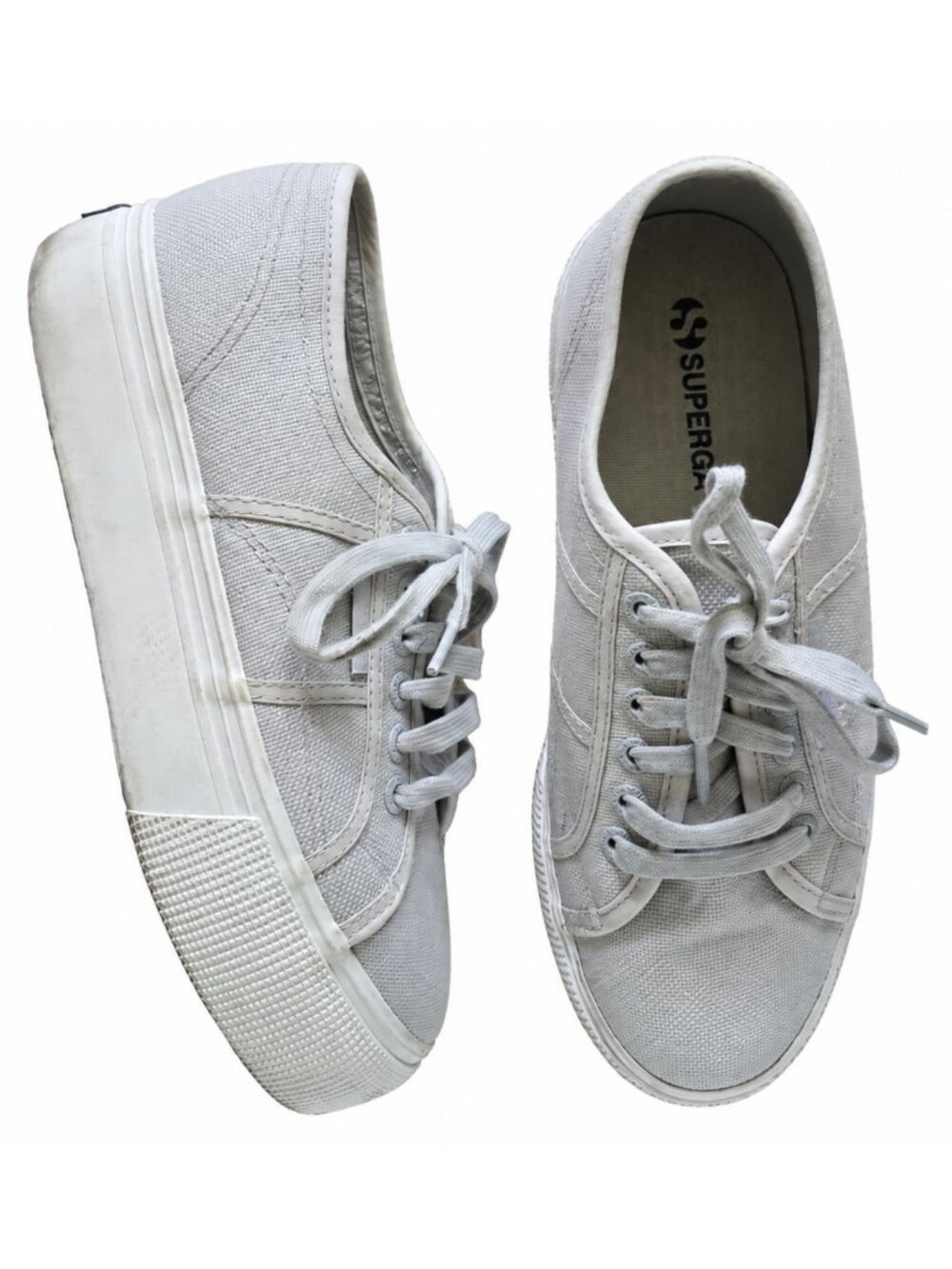 Superga 2790 Platform Sneakers Light Gray Canvas Women's 8.5 EU 39.5